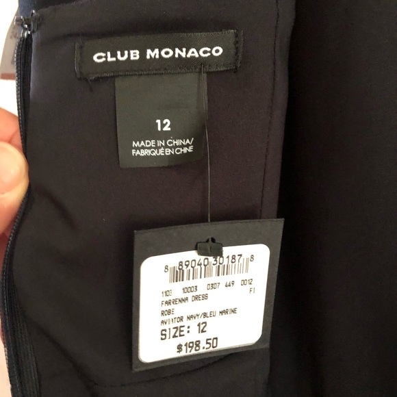 $198 NWT Sz 12 Club Monaco Ruffled Dark Navy Dress - Picture 6 of 7